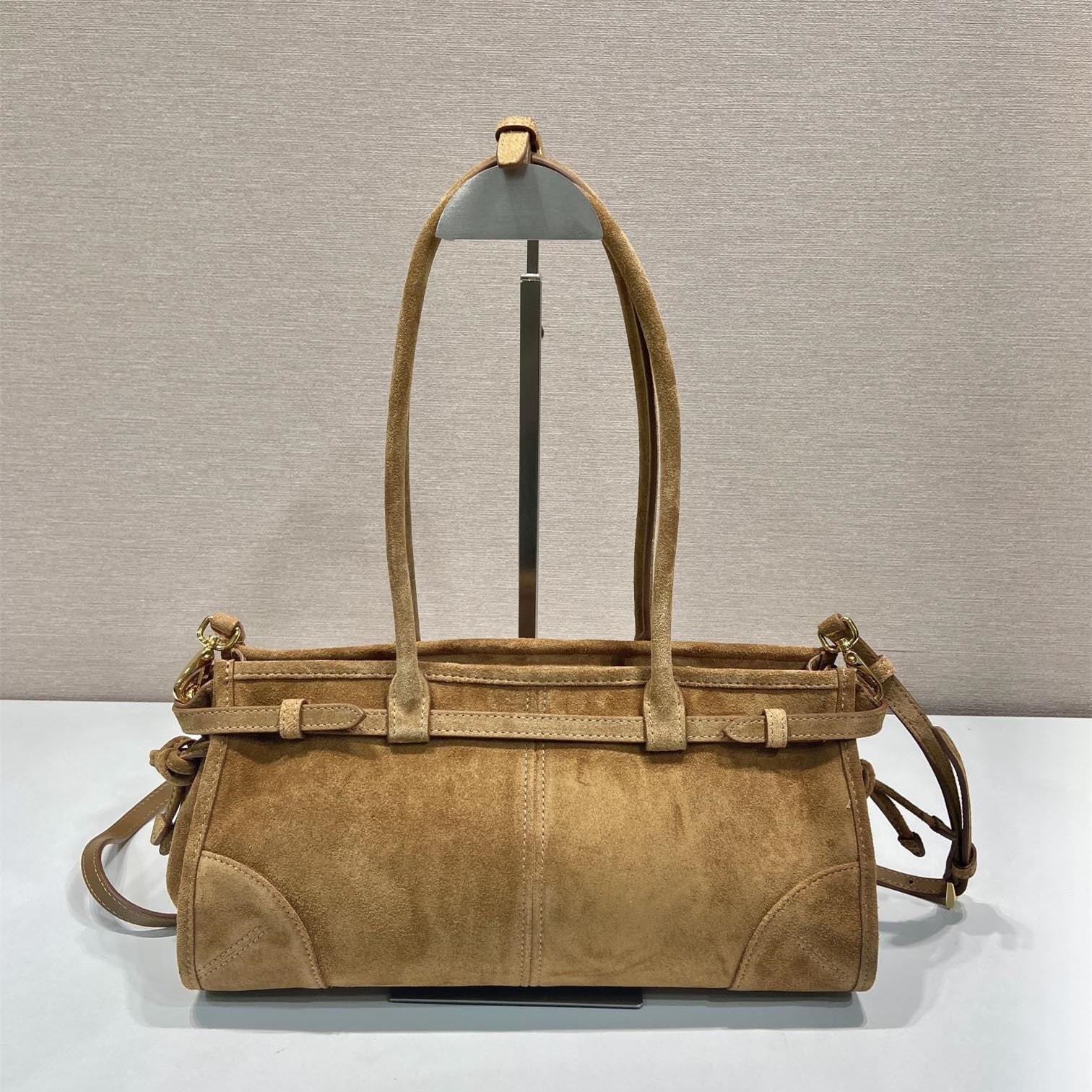 高仿Prada*Bonnie系列1BA426手提單肩包棕色小號免檢版