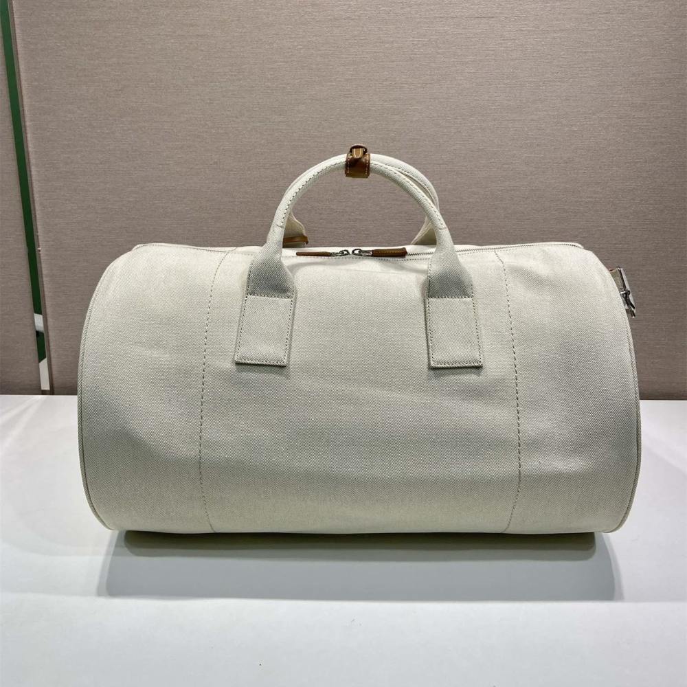 高仿Prada*2VC051棉質旅行袋白色免檢版