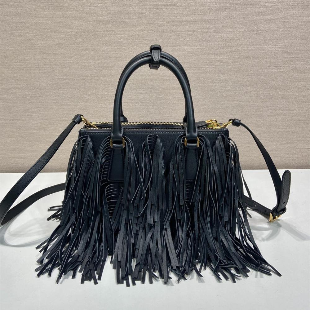 高仿Prada*Gaalleria系列1BA986流蘇包黑色小號免檢版