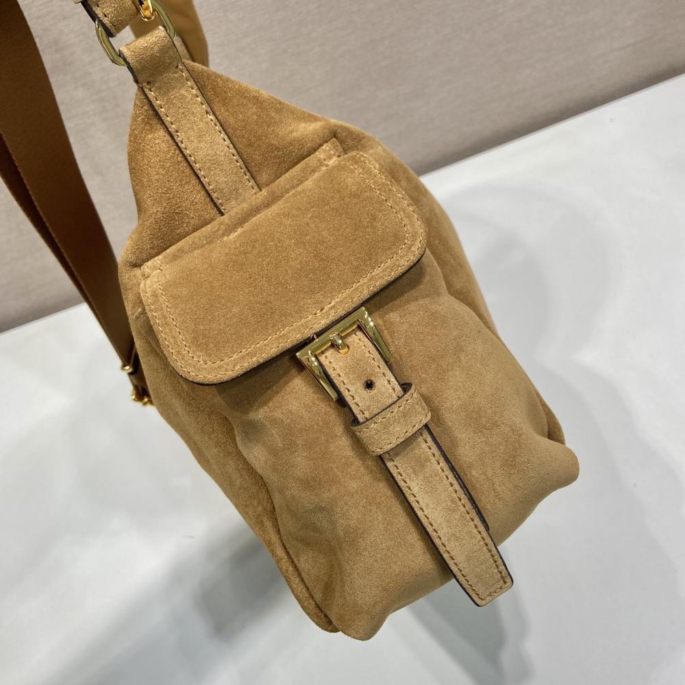 高仿Prada*Explore系列1BC264麂皮單肩包大號棕色免檢版