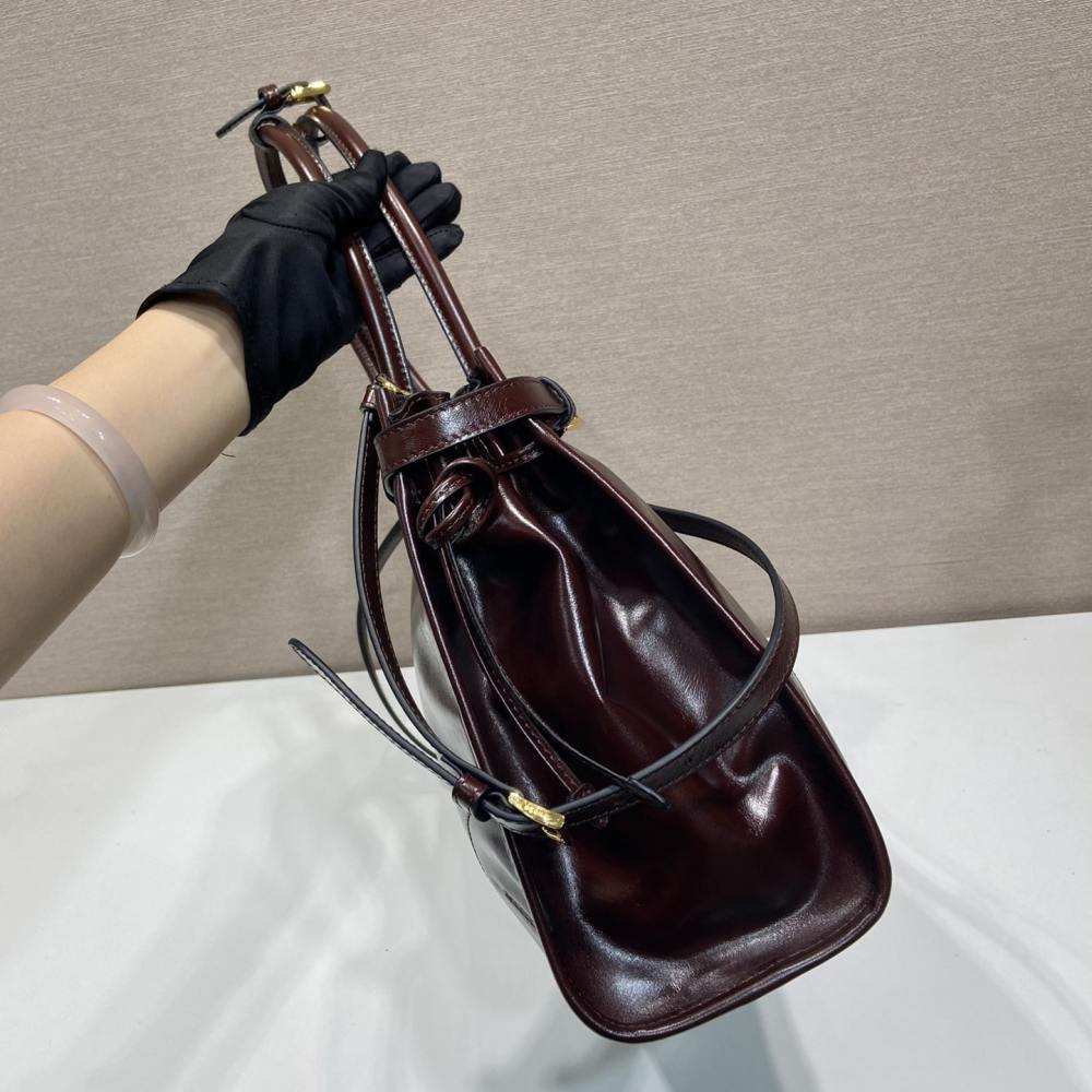 高仿Prada*Bonnie系列1BA433手提單肩包酒紅色中號免檢版