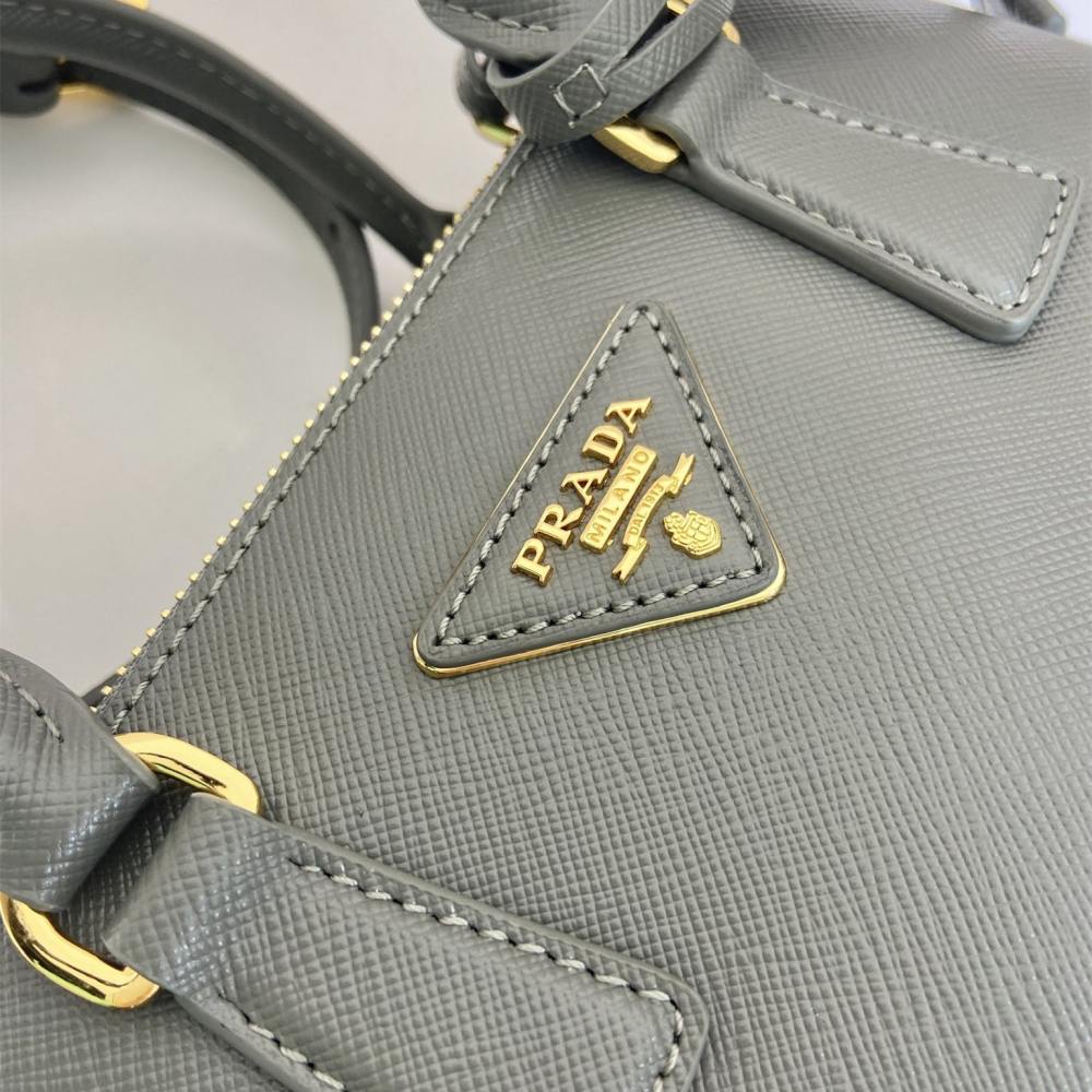 高仿Prada*Galleria系列1BA916紋理牛皮單肩包石墨灰Mini免檢版