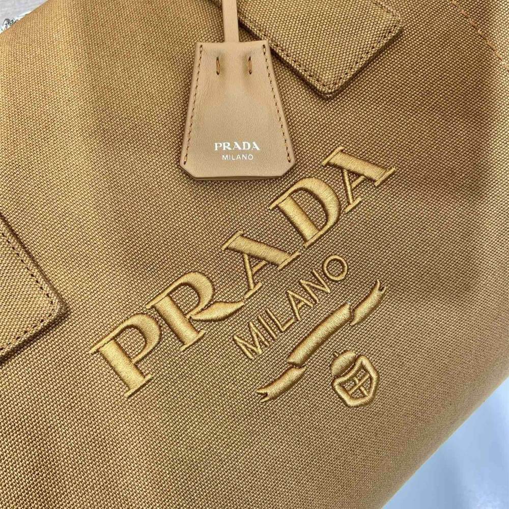 高仿Prada*2VC051棉質旅行袋棕色免檢版