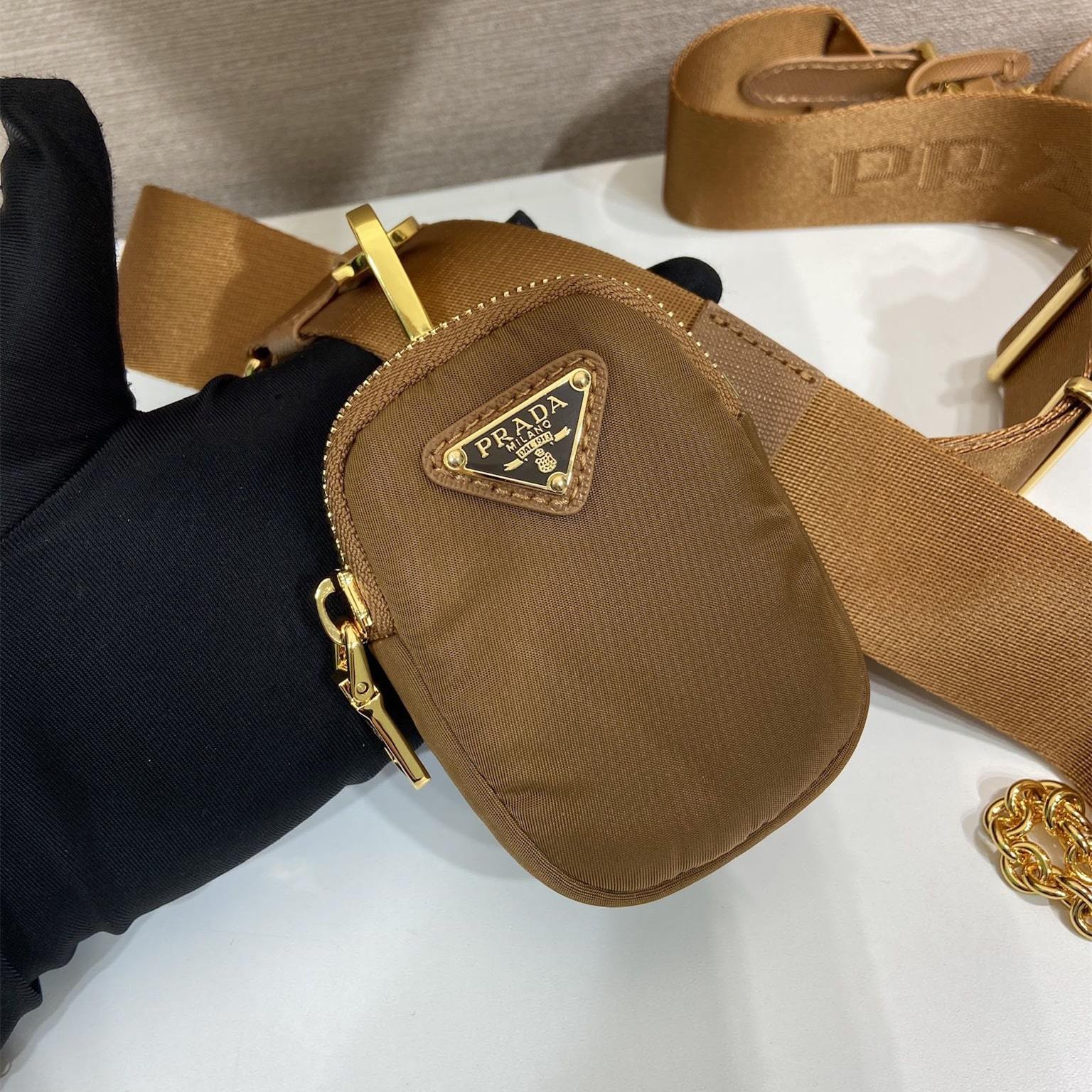 高仿Prada*RE-Nylon系列1BH204三合一單肩包棕色免檢版