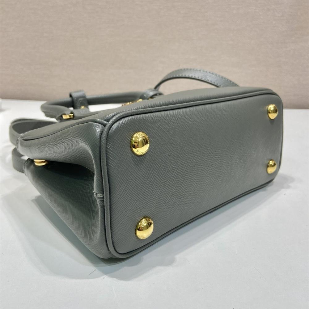 高仿Prada*Galleria系列1BA916紋理牛皮單肩包石墨灰Mini免檢版