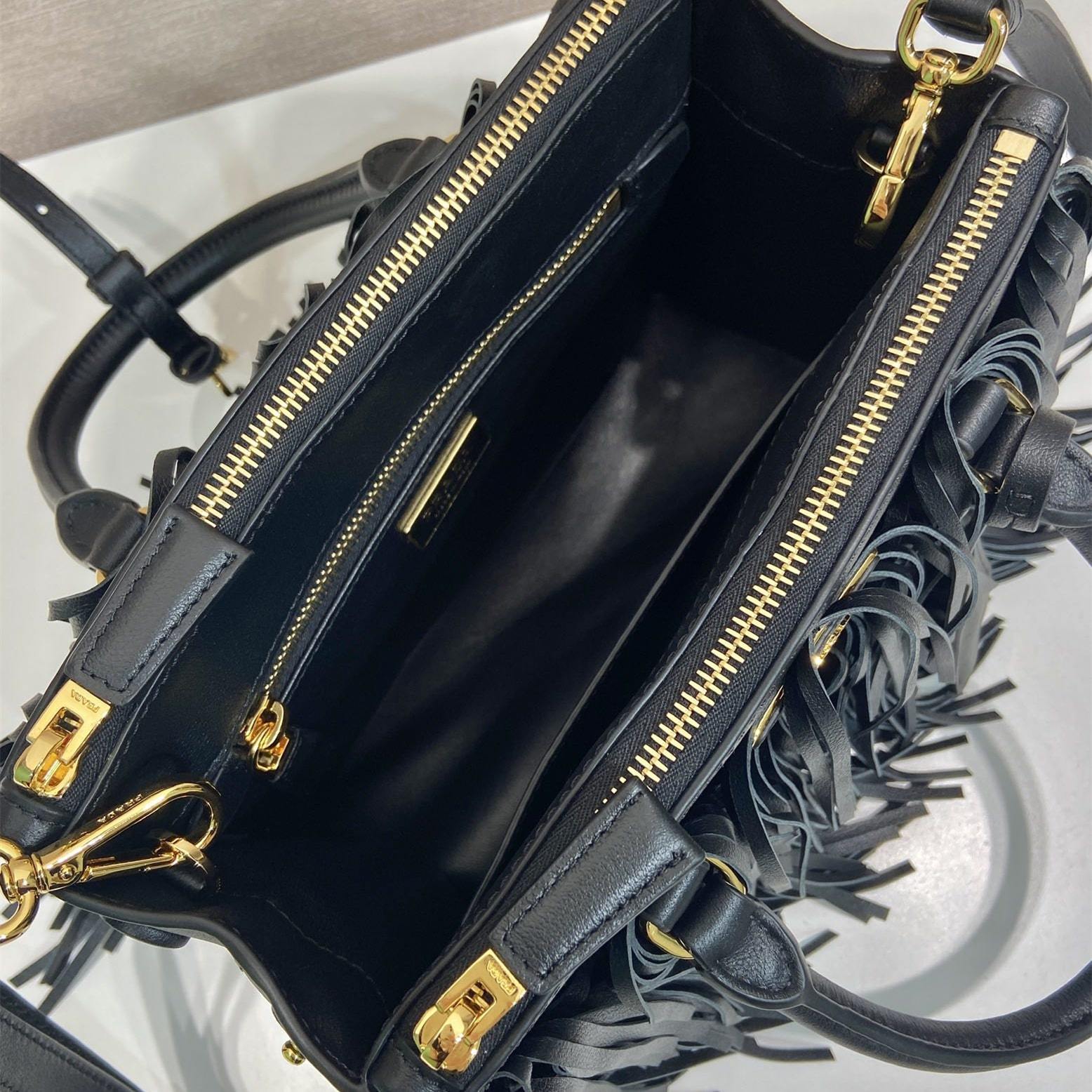 高仿Prada*Gaalleria系列1BA986流蘇包黑色小號免檢版