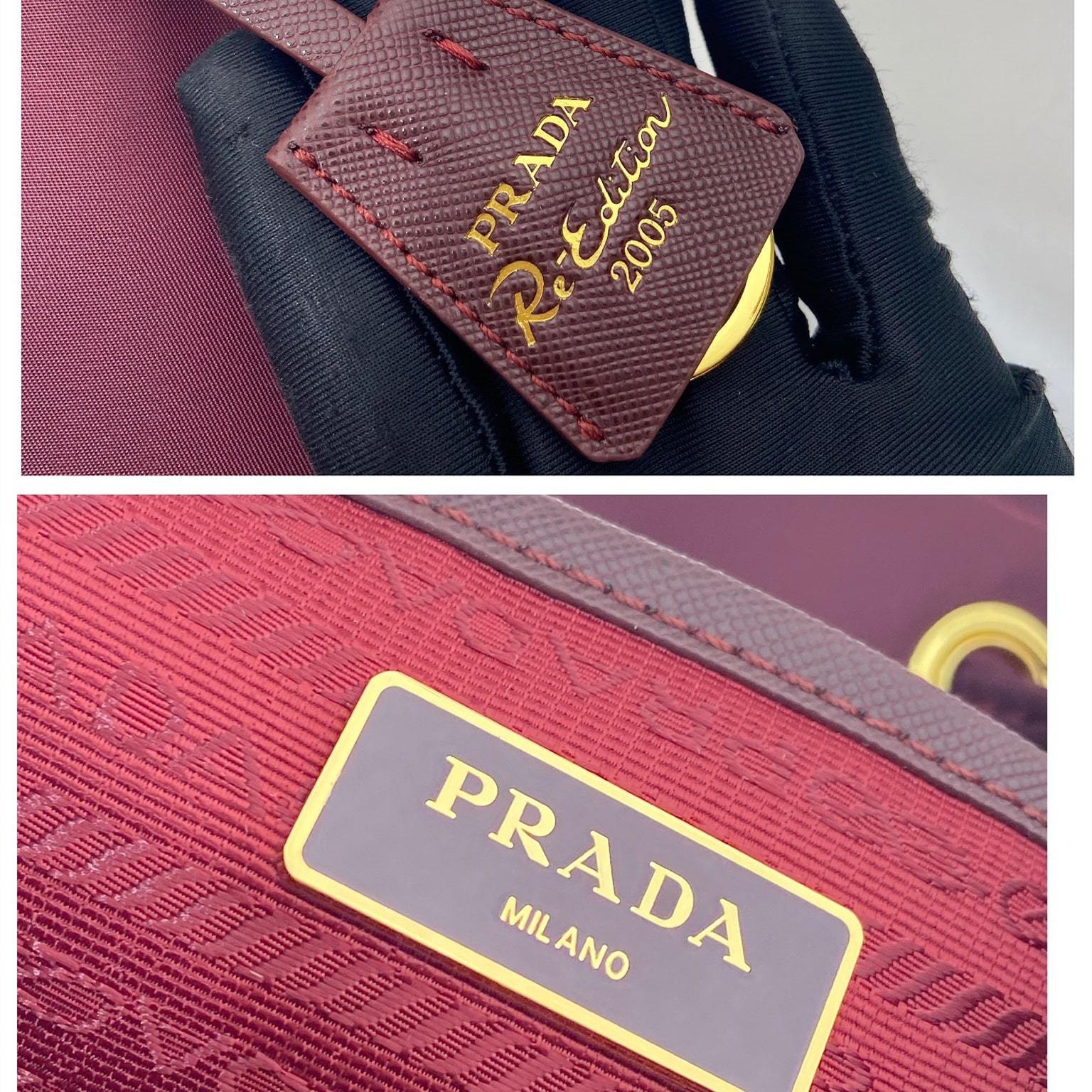 高仿Prada*RE-Nylon系列1BZ677雙肩包酒紅色小號免檢版