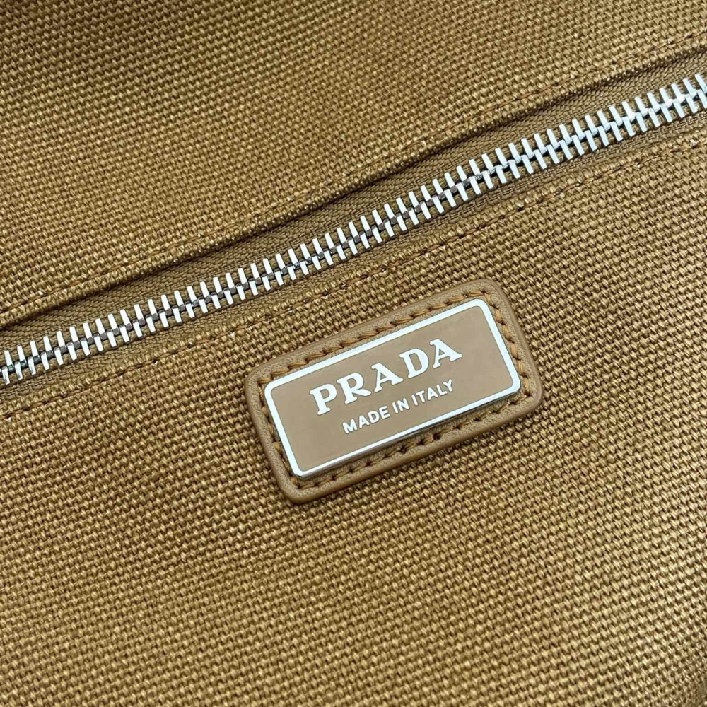 高仿Prada*2VC051棉質旅行袋棕色免檢版