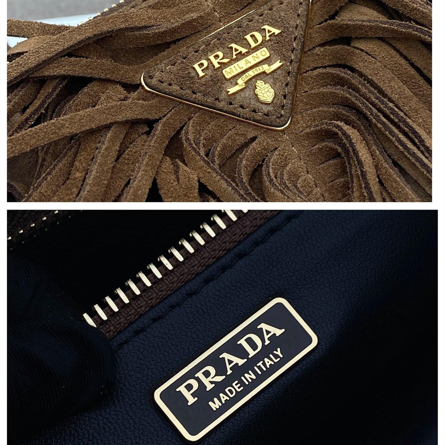 高仿Prada*Gaalleria系列1BA457流蘇包棕色中號免檢版