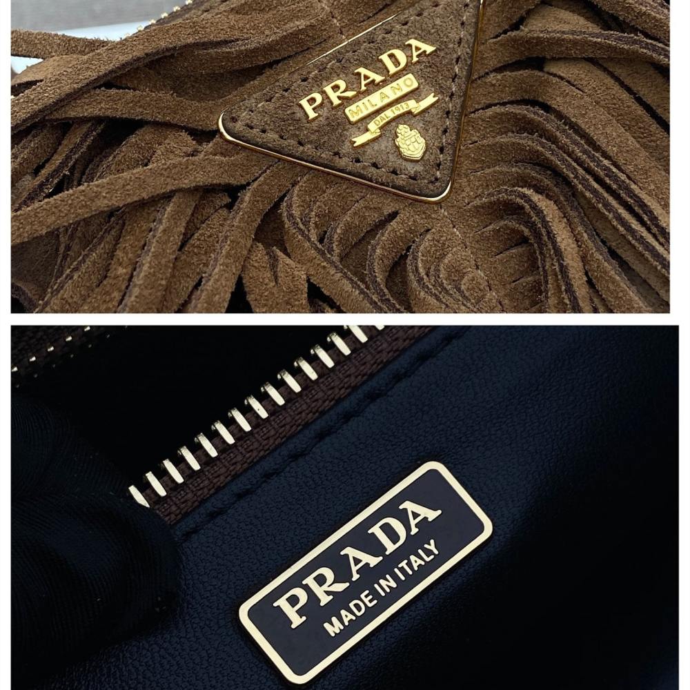 高仿Prada*Gaalleria系列1BA457流蘇包棕色中號免檢版