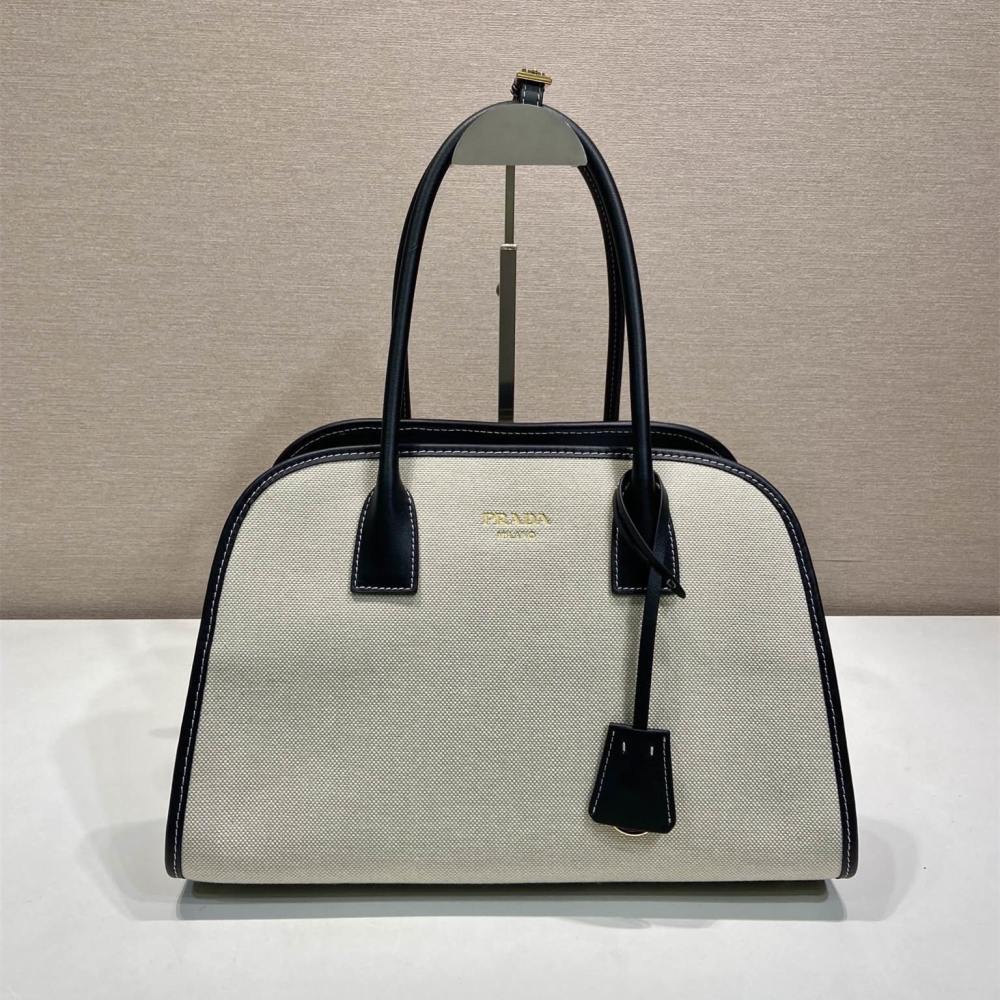 高仿Prada*Oversize系列1BG572織物手提包黑色中號免檢版
