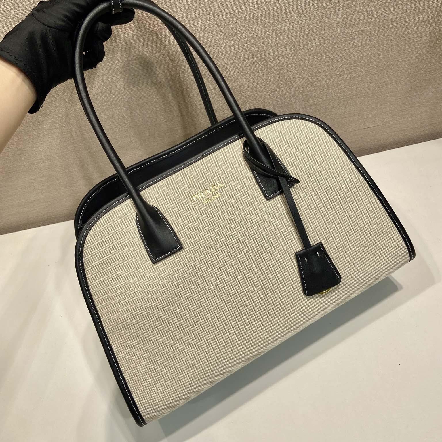 高仿Prada*Oversize系列1BG572織物手提包黑色中號免檢版