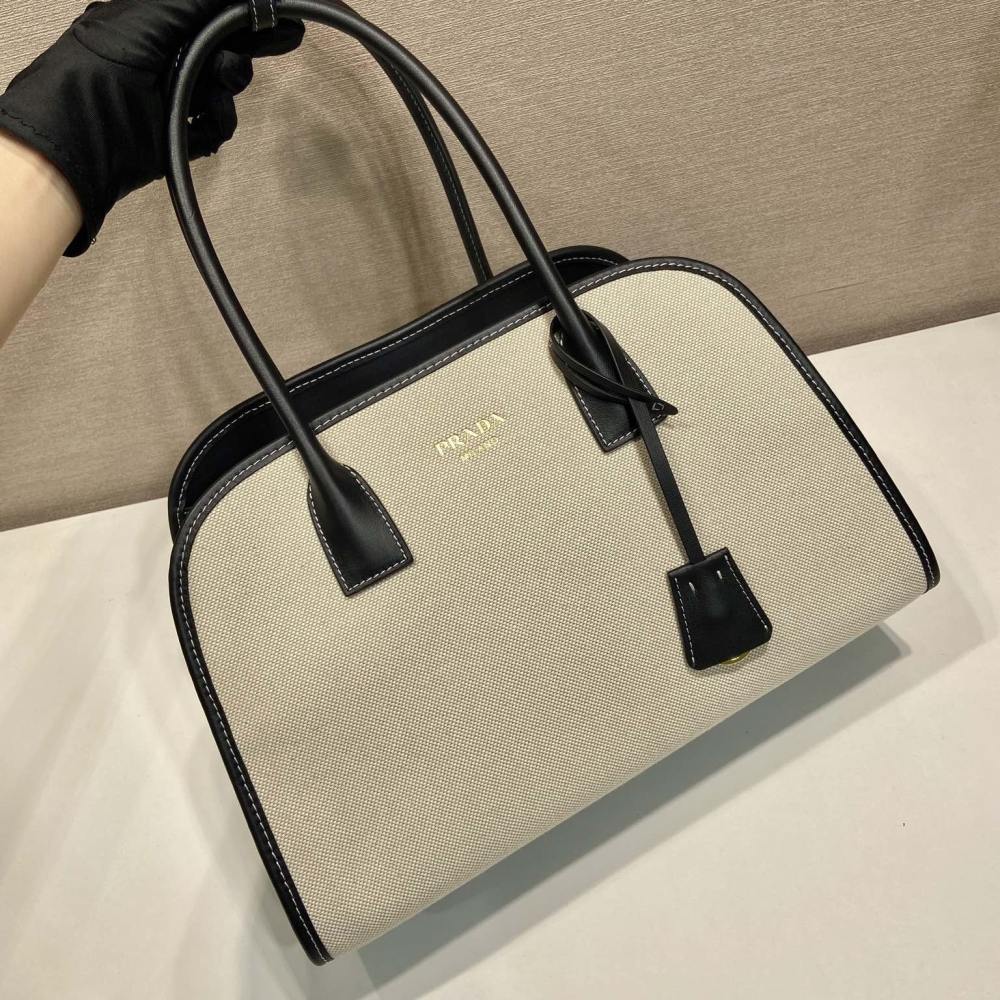 高仿Prada*Oversize系列1BG572織物手提包黑色中號免檢版