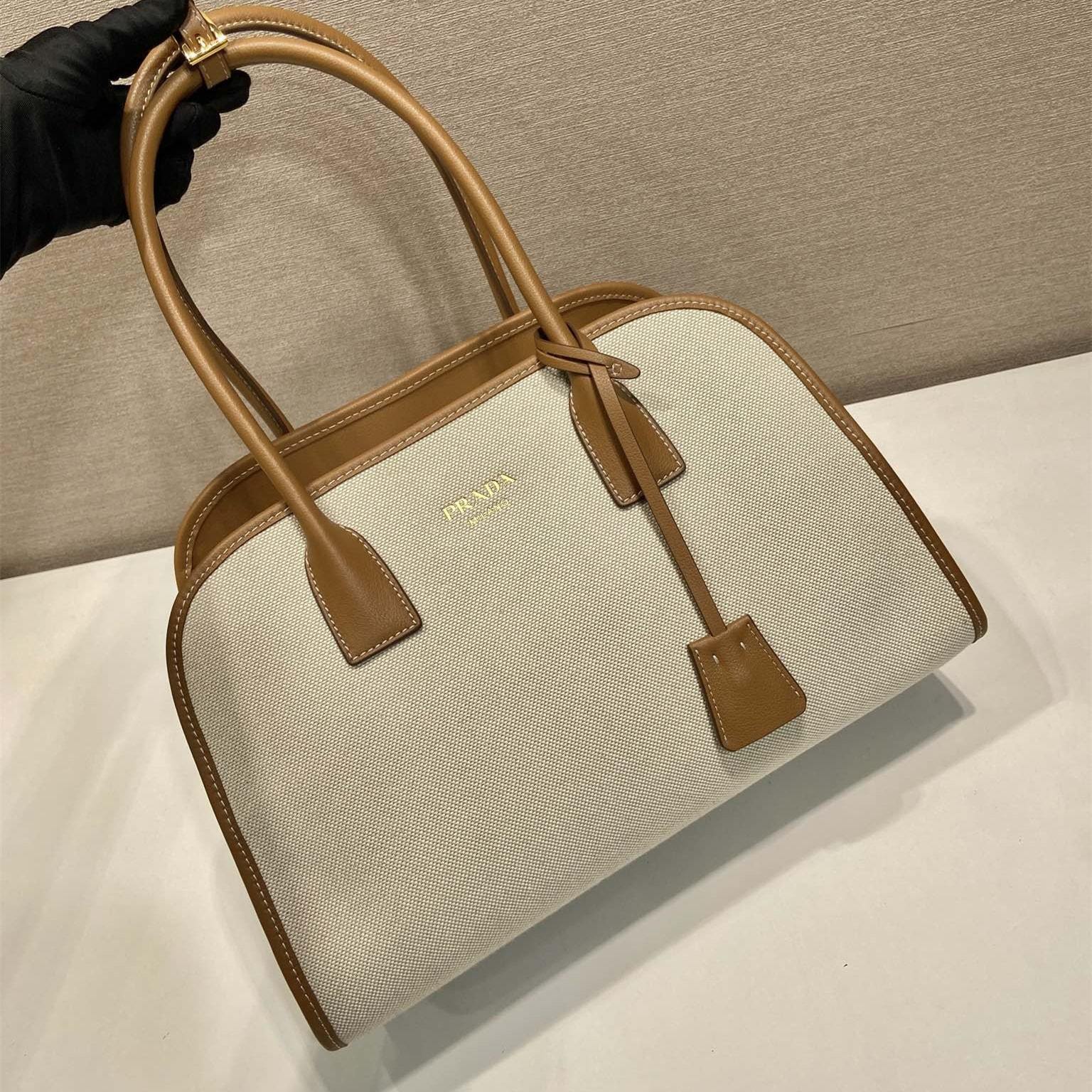 高仿Prada*Oversize系列1BG572織物手提包棕色中號免檢版