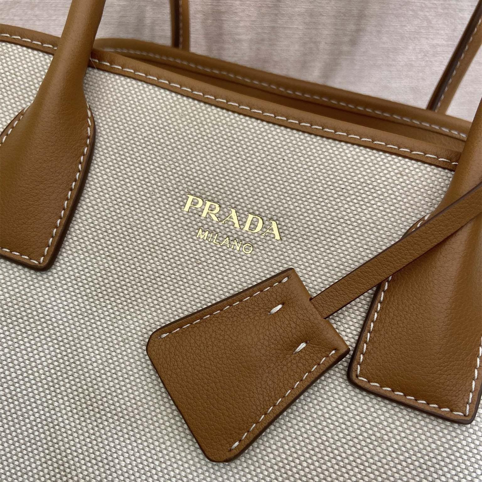 高仿Prada*Oversize系列1BG572織物手提包棕色中號免檢版