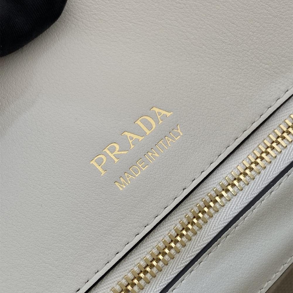 高仿Prada*Oversize系列1BG572織物手提包白色中號免檢版