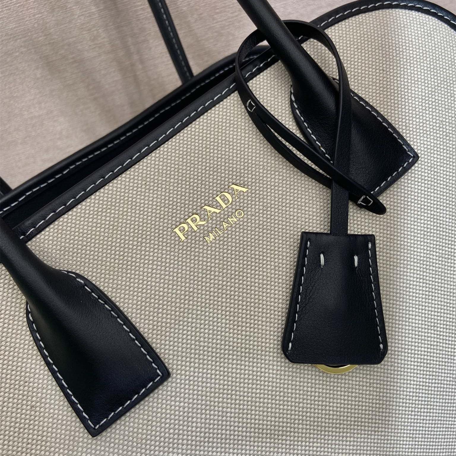 高仿Prada*Oversize系列1BG572織物手提包黑色中號免檢版