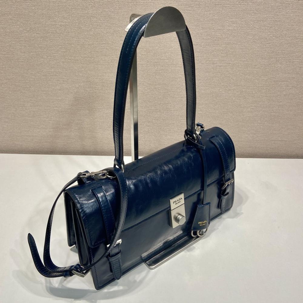 高仿Prada*1BN026筆筒包單肩包黑色中號免檢版