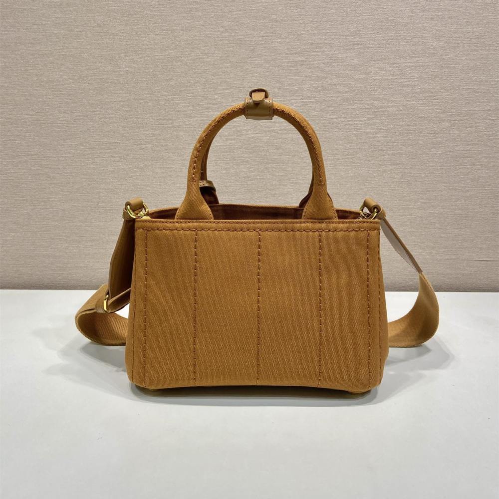 高仿Prada*1BA038刺繡徽標Tote手袋棕色Mini免檢版