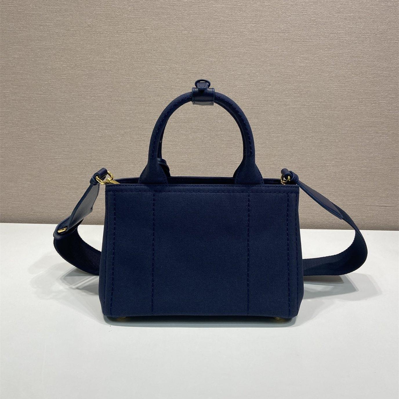 高仿Prada*1BA038刺繡徽標Tote手袋深藍Mini免檢版