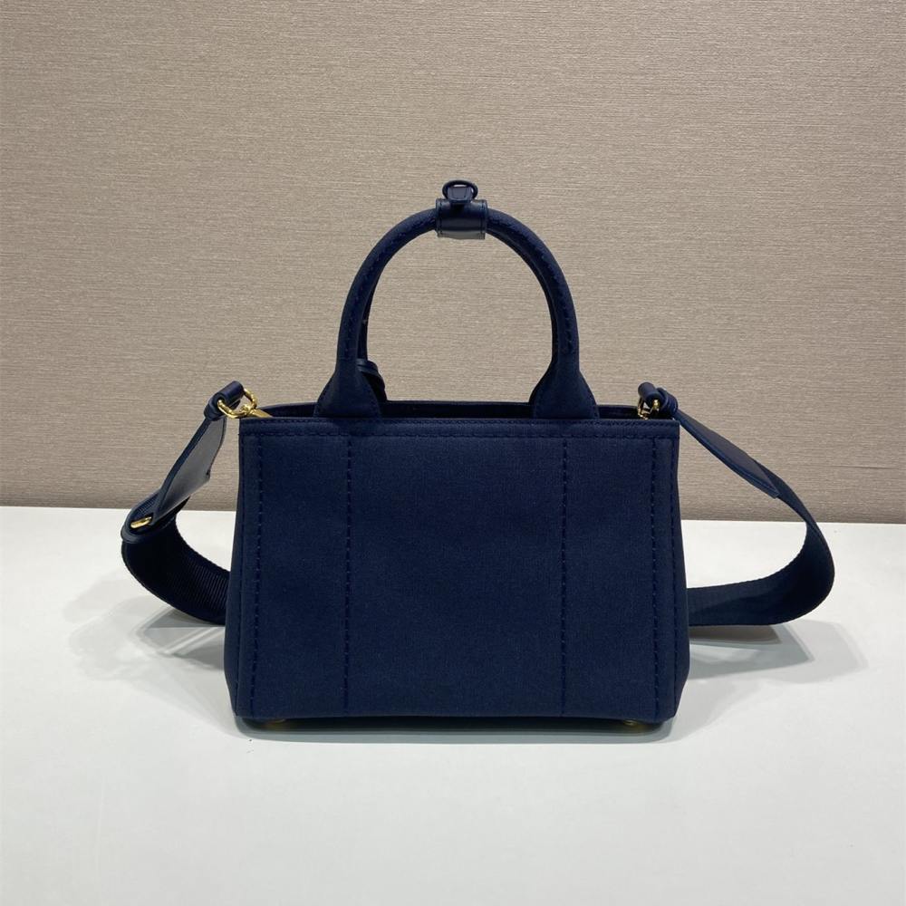 高仿Prada*1BA038刺繡徽標Tote手袋深藍Mini免檢版