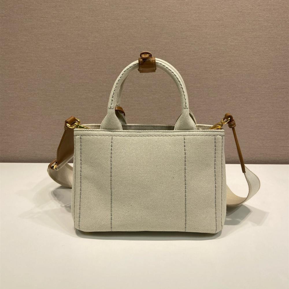 高仿Prada*1BA038刺繡徽標Tote手袋白色Mini免檢版