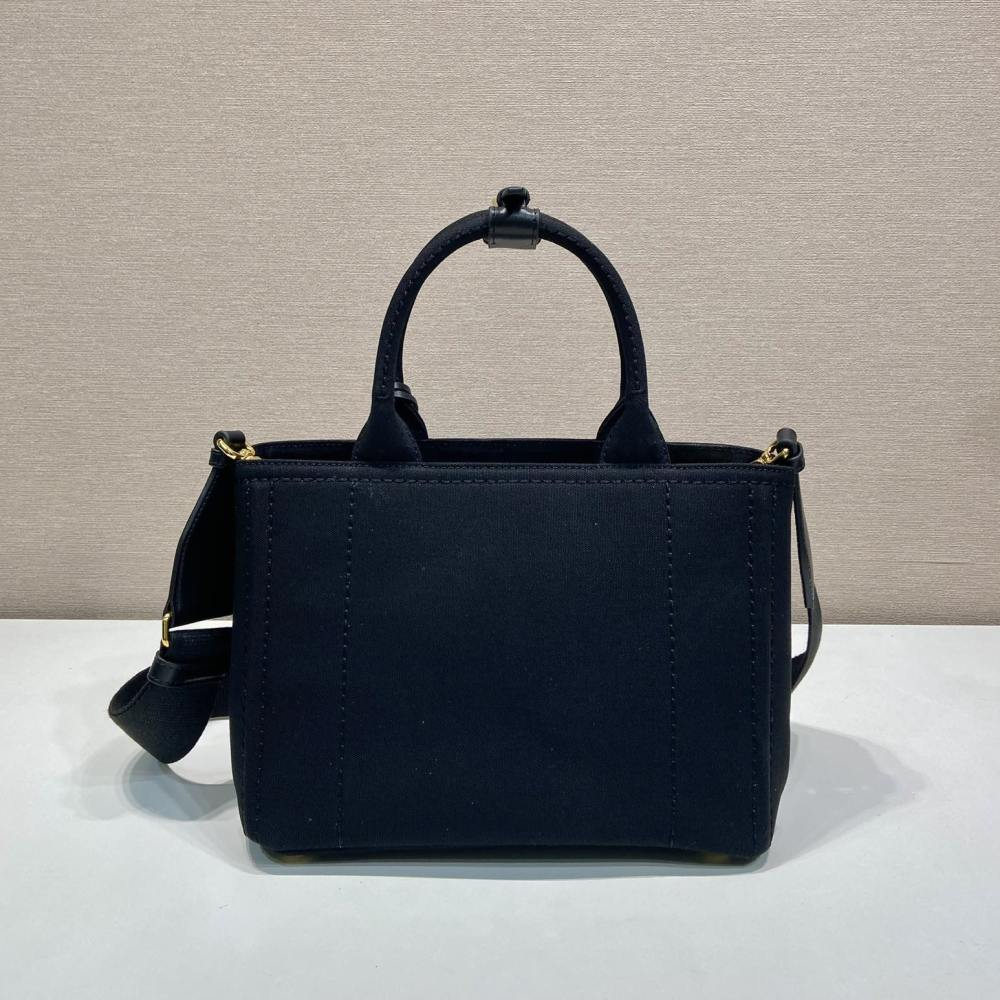 高仿Prada*1BG464刺繡徽標Tote包黑色小號免檢版