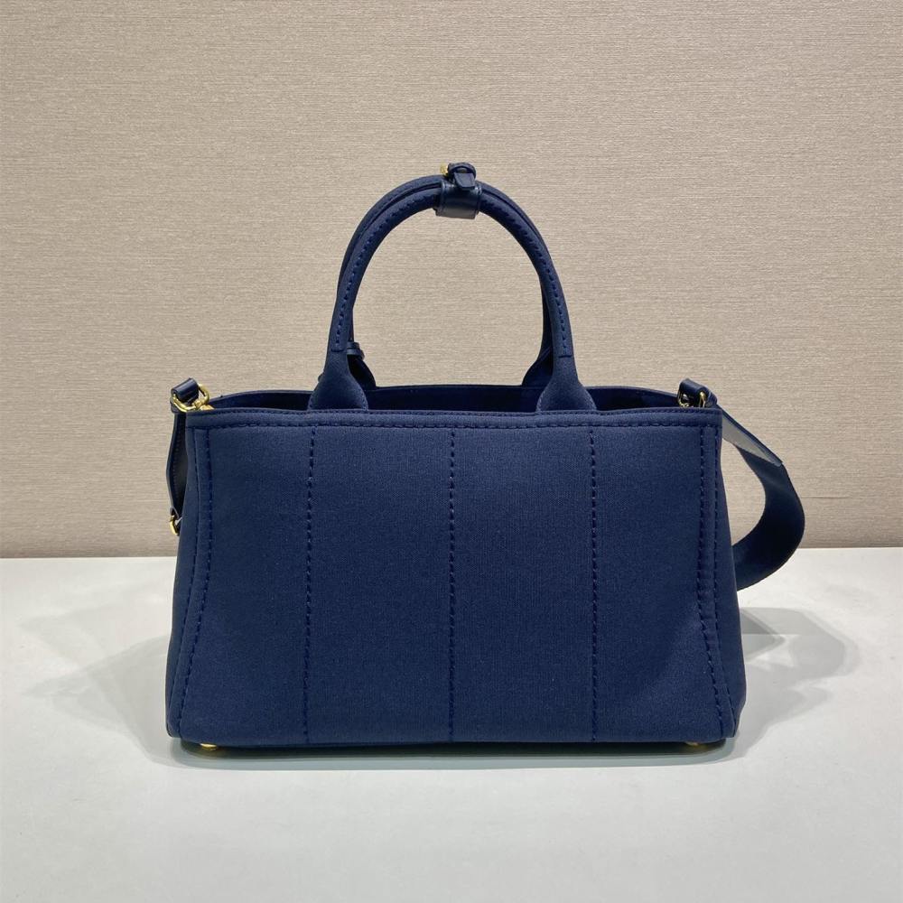 高仿Prada*1BG554刺繡徽標購物袋深藍中號免檢版