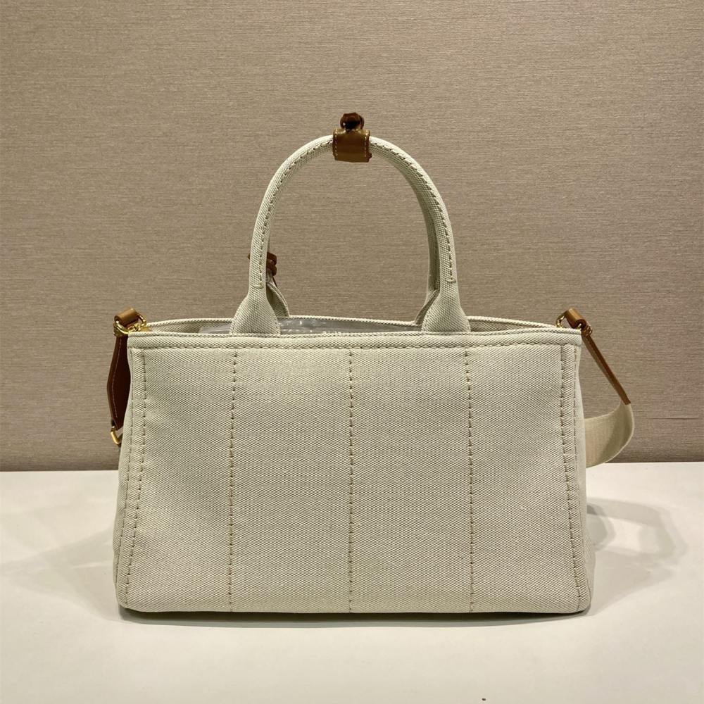 高仿Prada*1BG554刺繡徽標購物袋白色中號免檢版