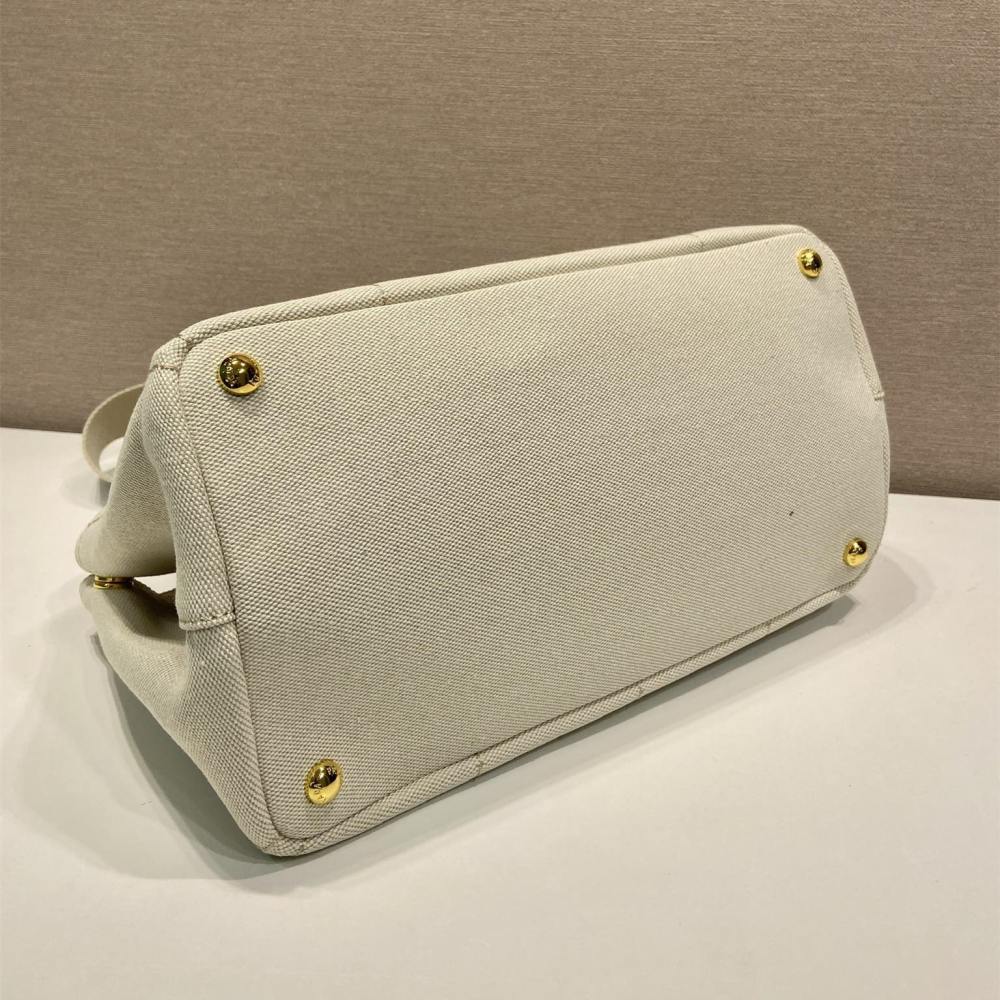 高仿Prada*1BG554刺繡徽標購物袋白色中號免檢版