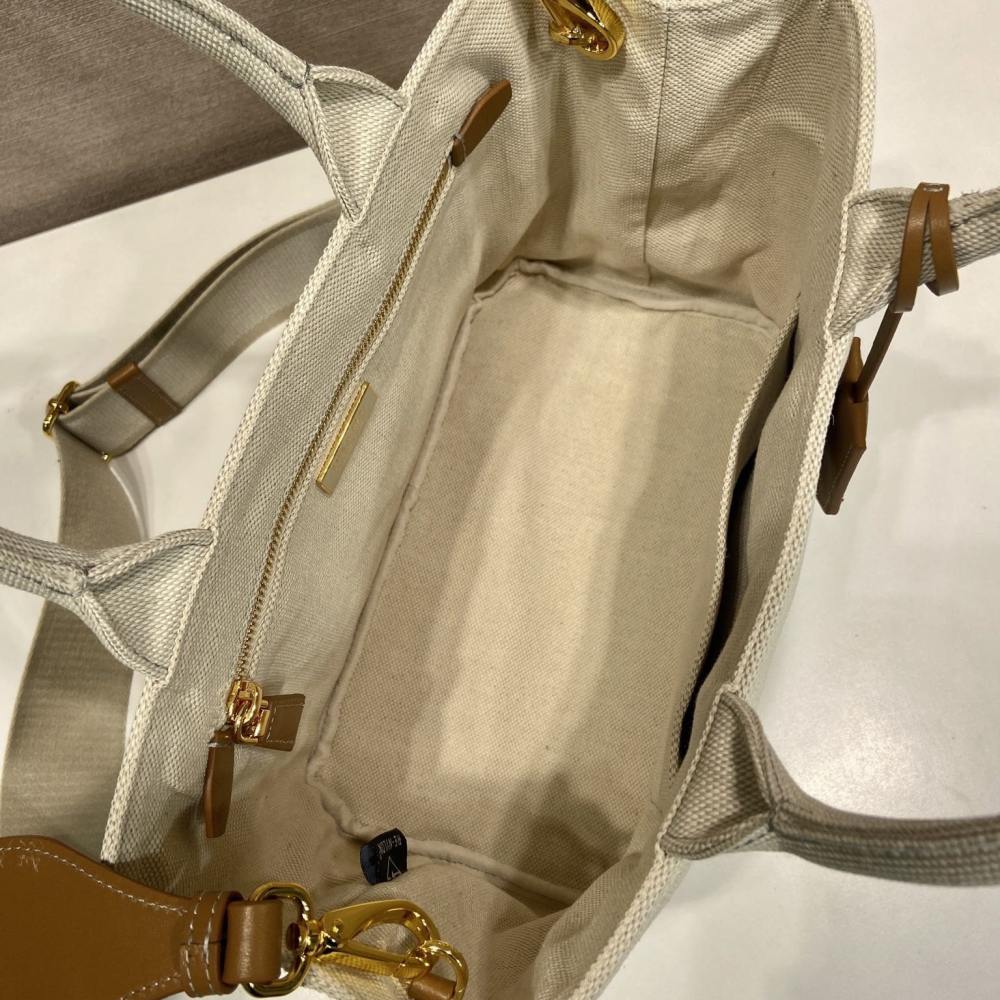 高仿Prada*1BG464刺繡徽標Tote包白色小號免檢版
