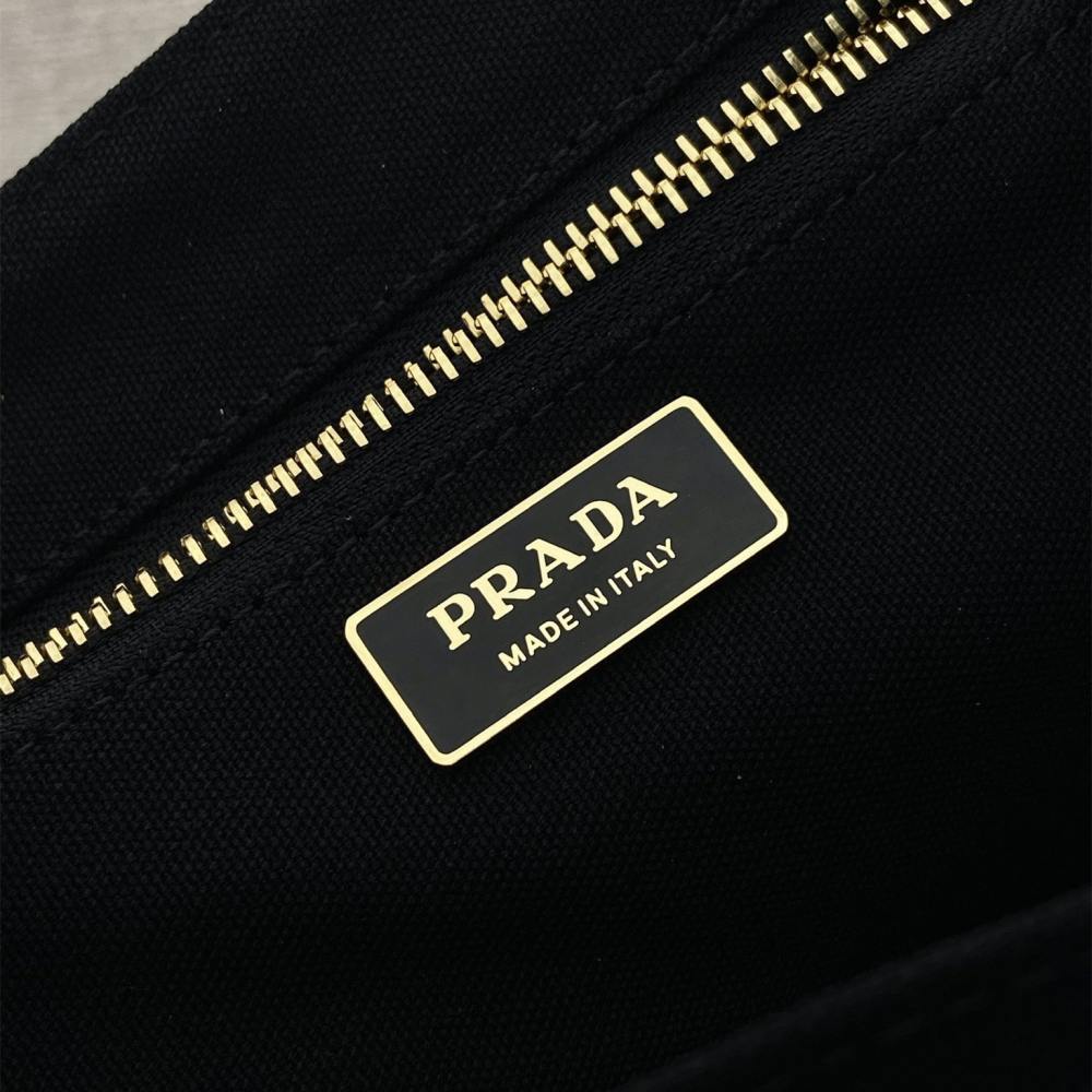 高仿Prada*1BG464刺繡徽標Tote包黑色小號免檢版