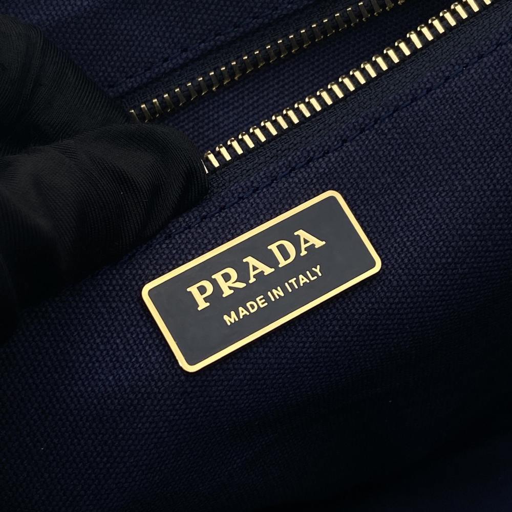 高仿Prada*1BG464刺繡徽標Tote包深藍小號免檢版