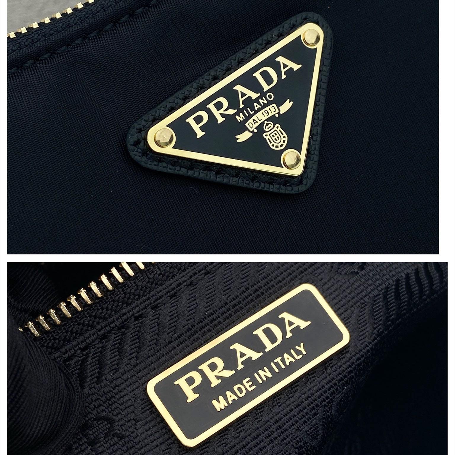 高仿Prada*RE-Nylon系列1BH222單肩半月包黑色免檢版