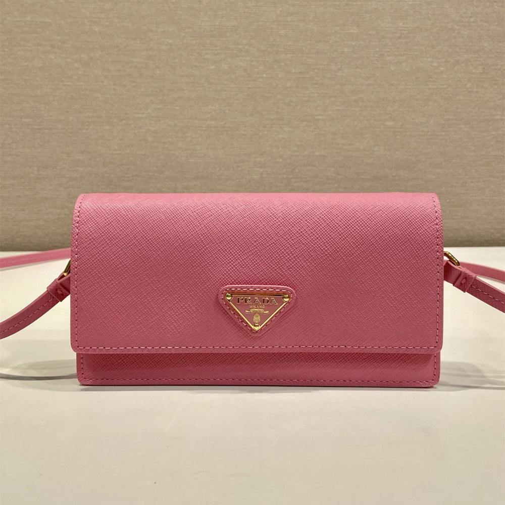 高仿Prada*Saffano系列1NF059小牛皮斜挎包粉色Mini免檢版