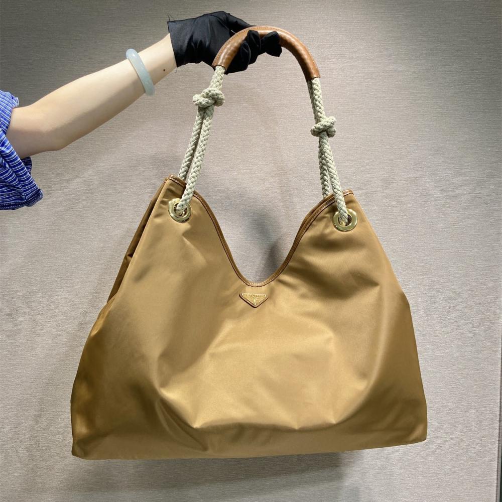 高仿Prada*RE-Nylon系列1BC244單肩購物袋棕色大號免檢版