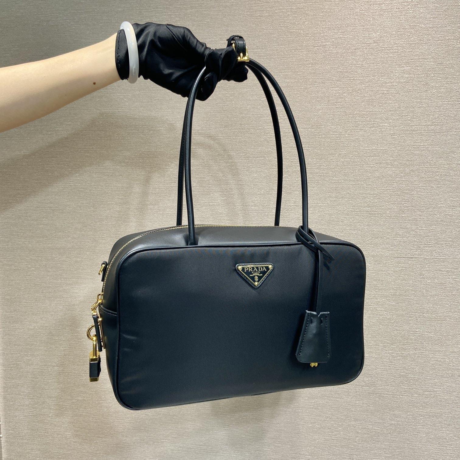 高仿Prada*RE-Nylon系列1BB132單肩手提袋黑色中號免檢版