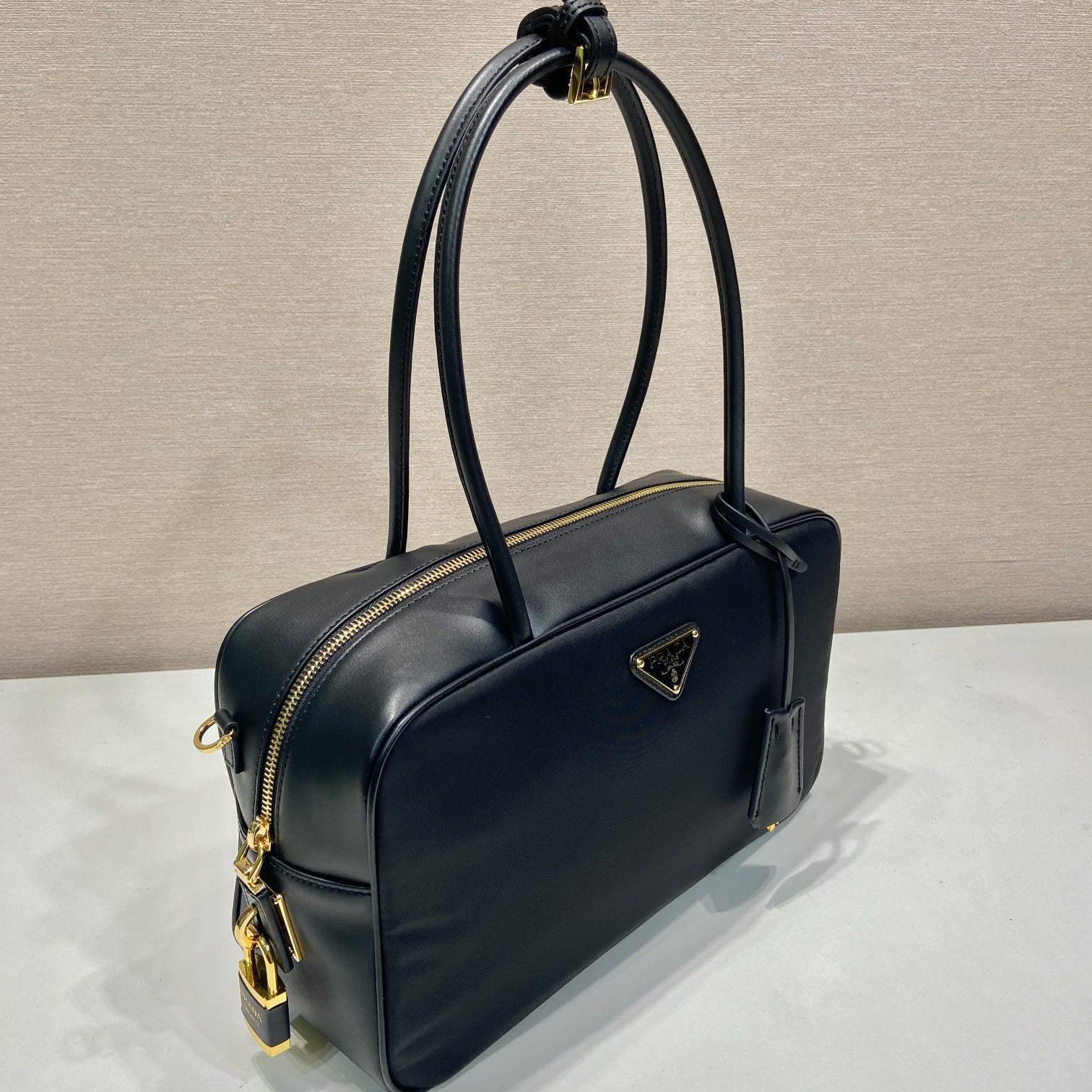 高仿Prada*RE-Nylon系列1BB132單肩手提袋黑色中號免檢版