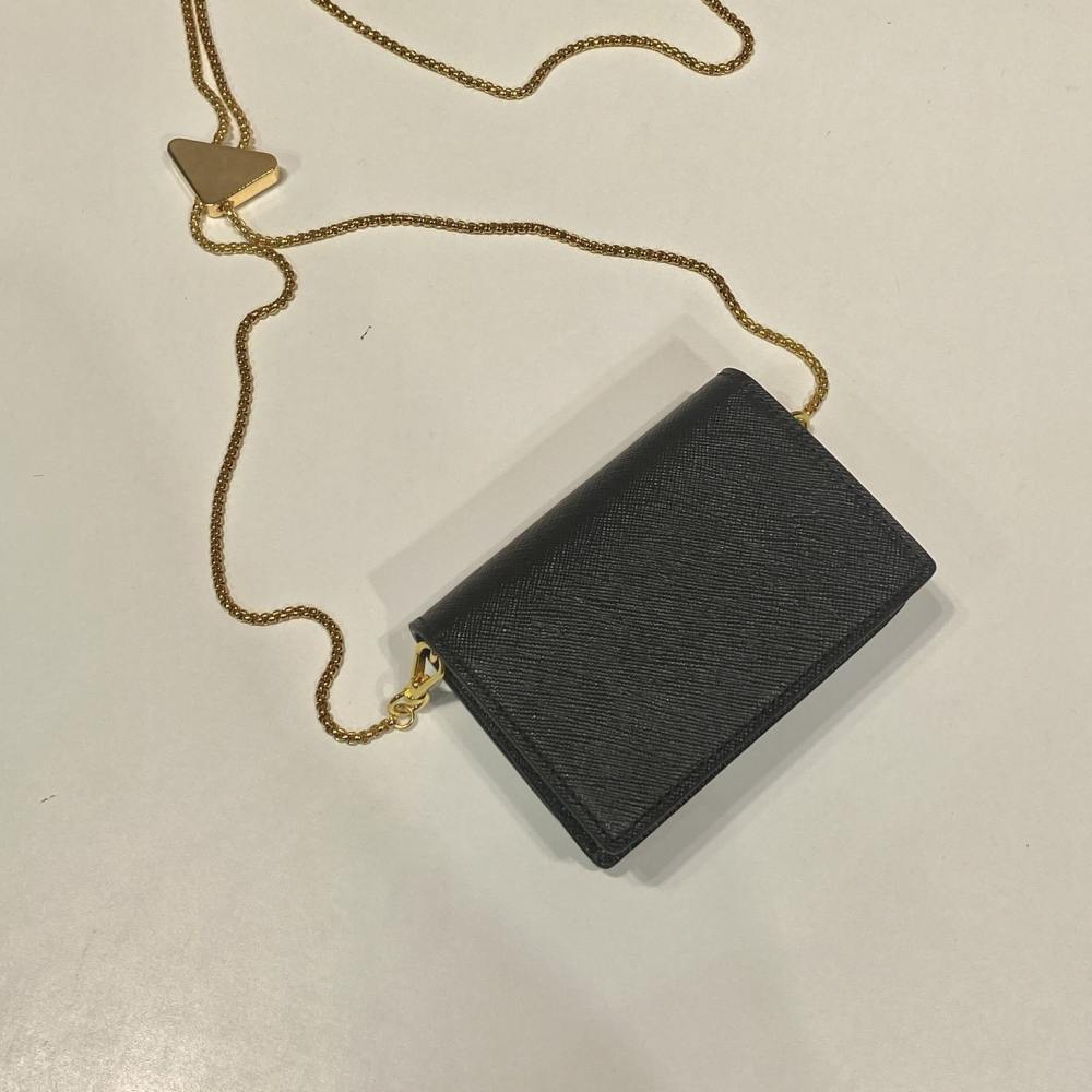 高仿Prada*1MR034金屬鏈條包黑色Mini款