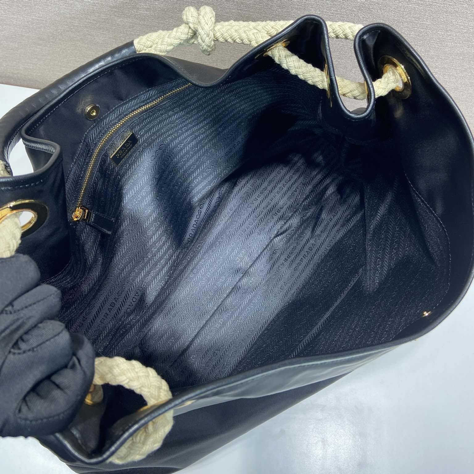 高仿Prada*RE-Nylon系列1BC244單肩購物袋黑色大號免檢版