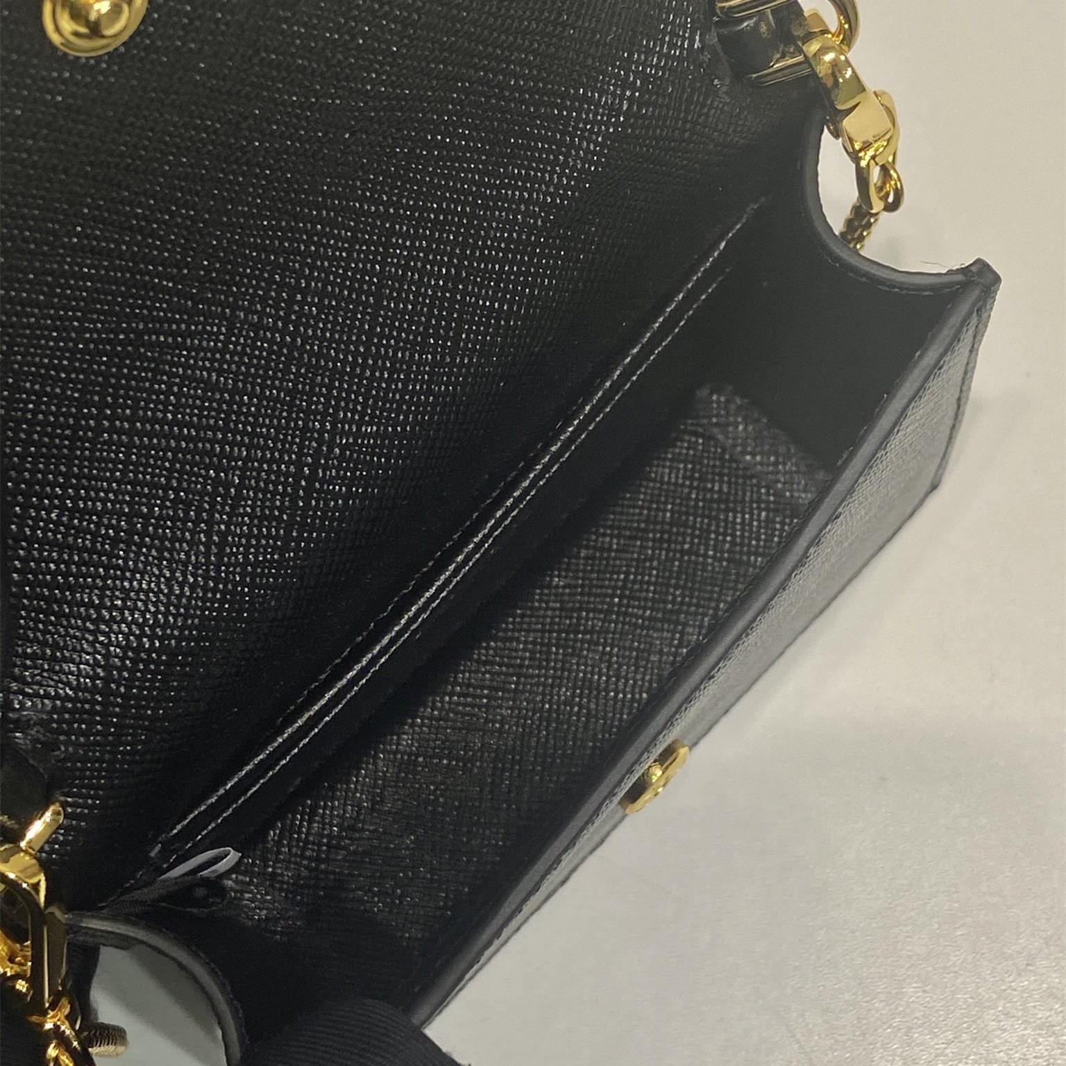 高仿Prada*1MR034金屬鏈條包黑色Mini款