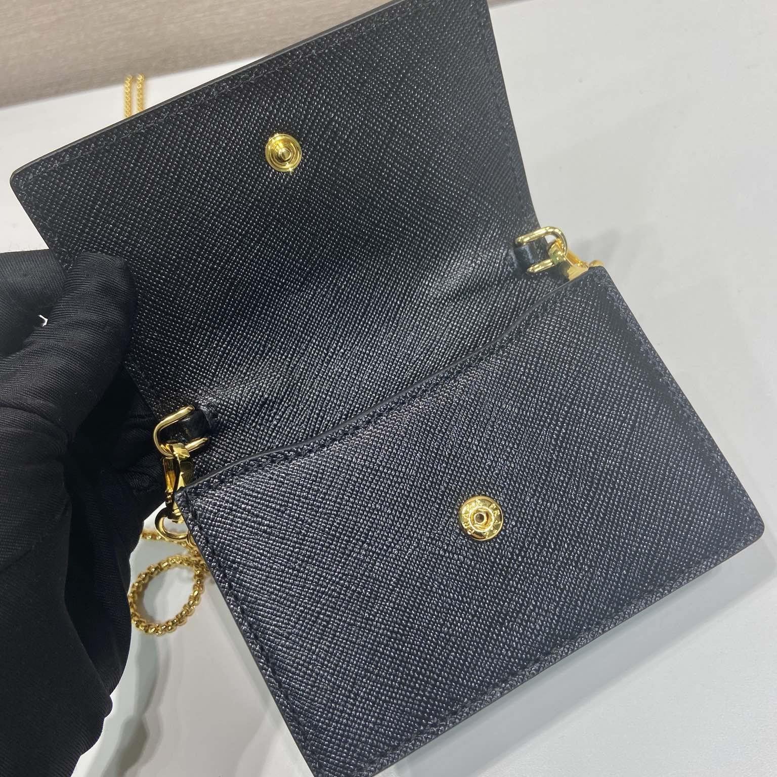 高仿Prada*1MR034金屬鏈條包黑色Mini款