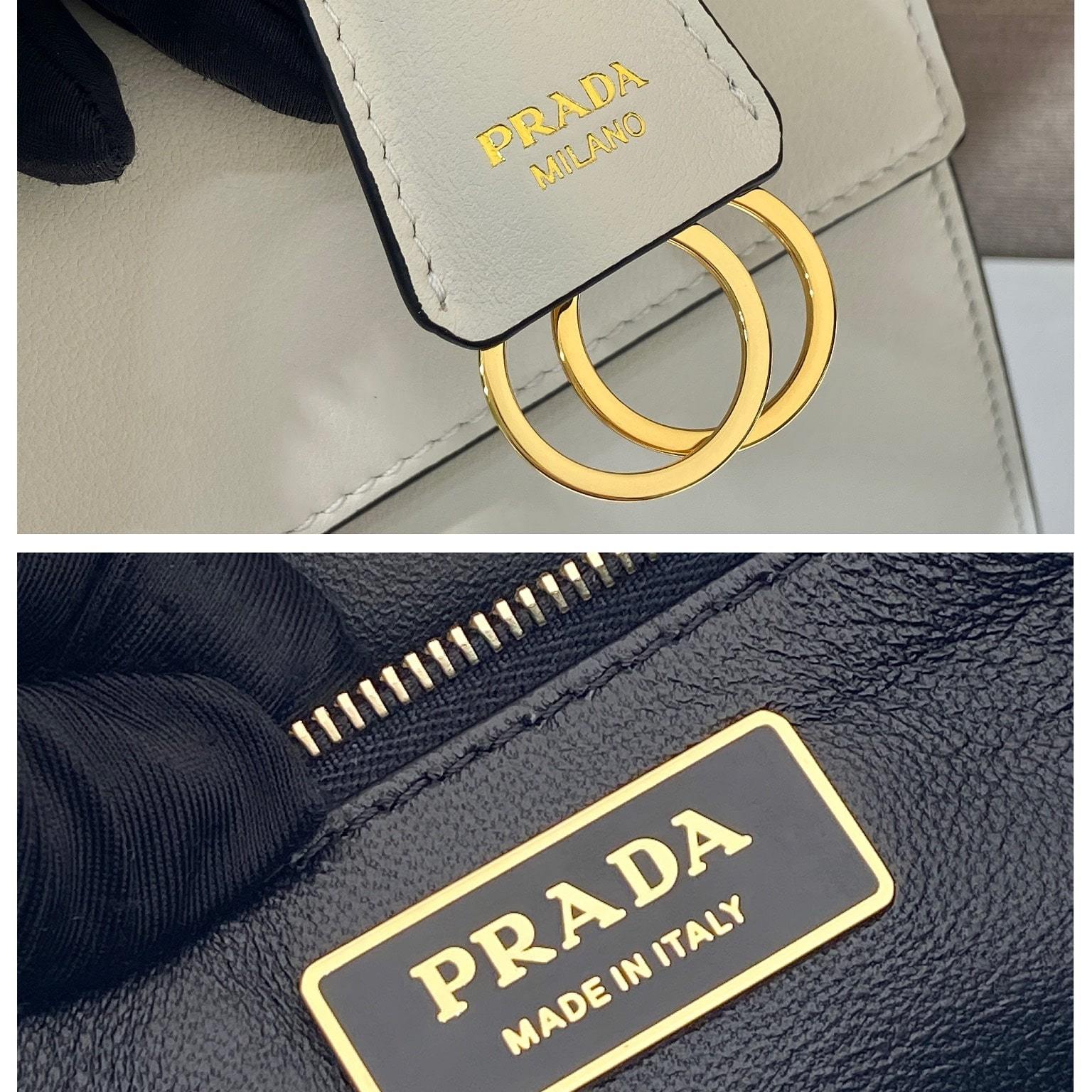 高仿Prada*SoftSound系列1BN023斜挎包白色中號免檢版