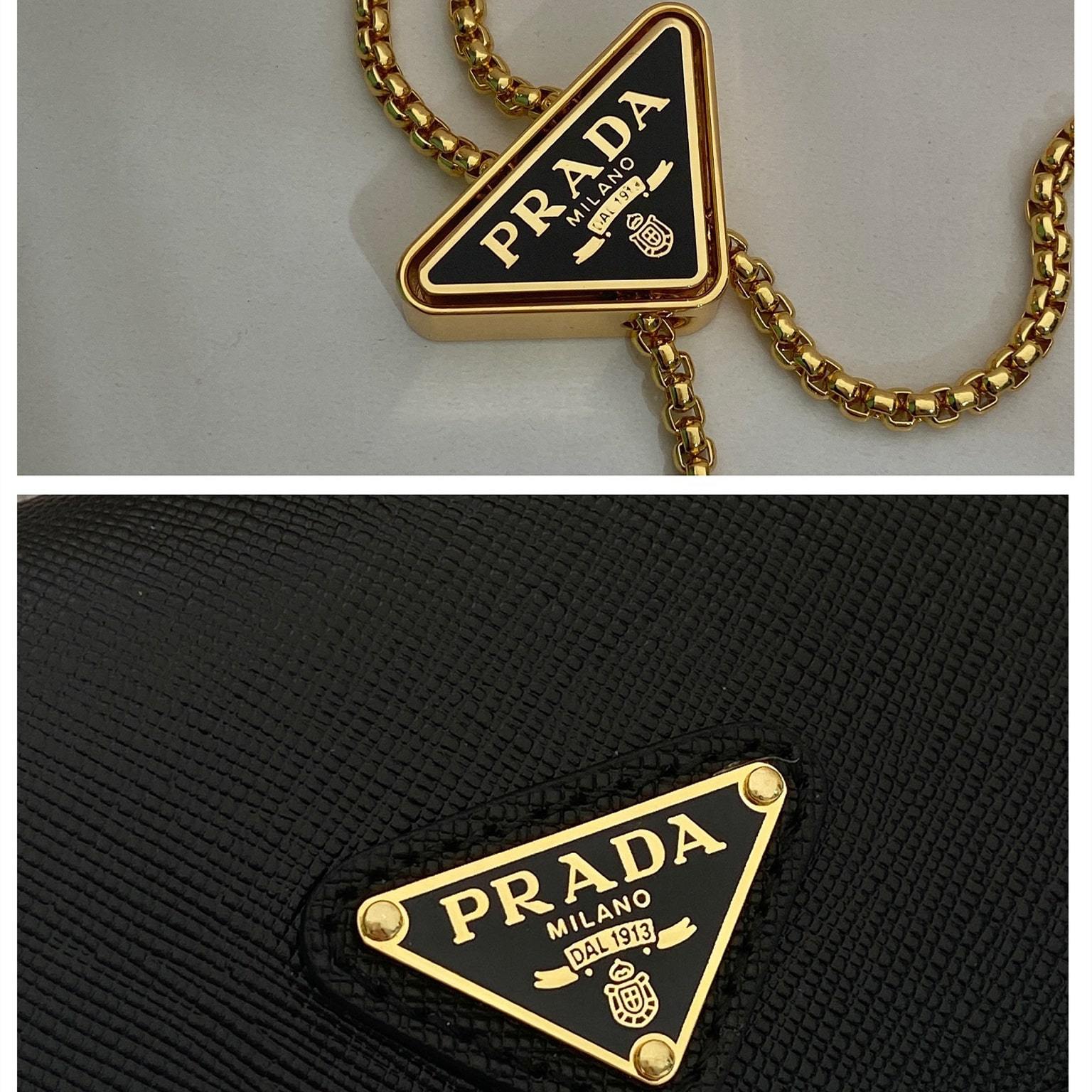 高仿Prada*1MR034金屬鏈條包黑色Mini款