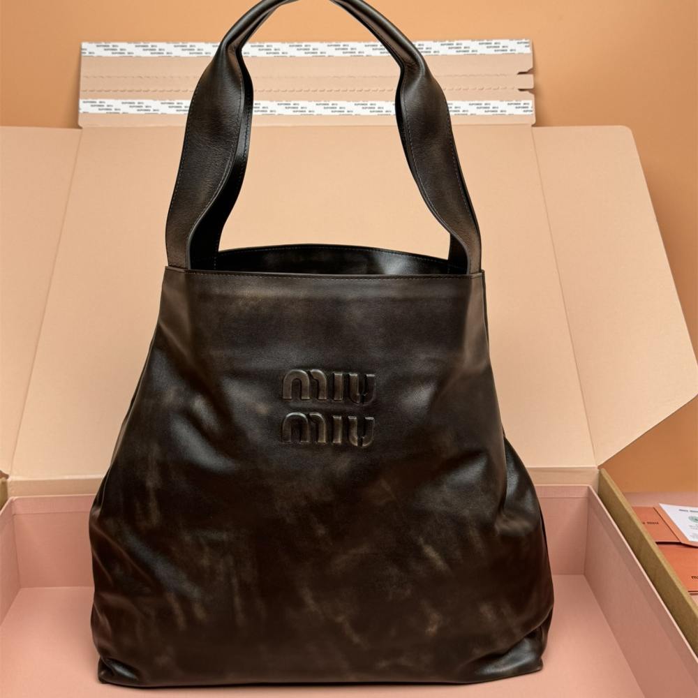 高仿miumiu*5BC119仿舊牛皮Tote包咖啡色免檢版
