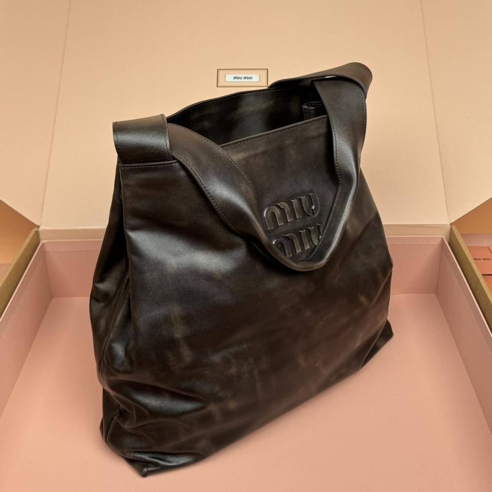 高仿miumiu*5BC119仿舊牛皮Tote包咖啡色免檢版