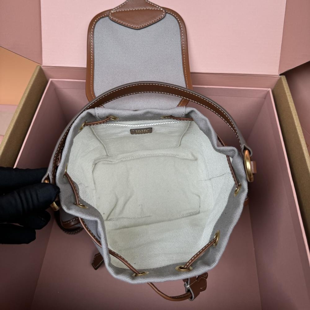 高仿miumiu*5BZ043棉質雙肩包灰色小號免檢版