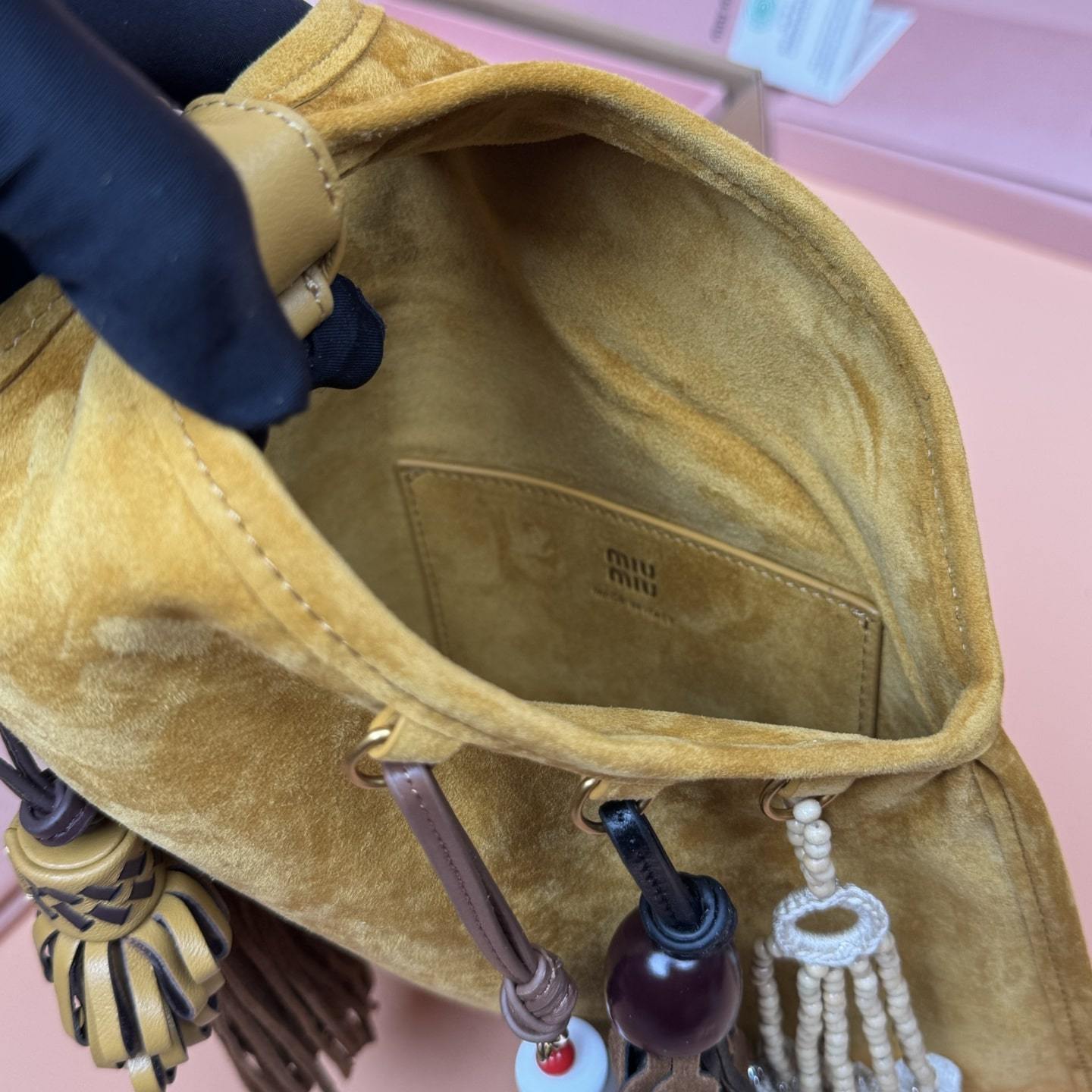 高仿miumiu*5BA295絨面革手提包棕色免檢版