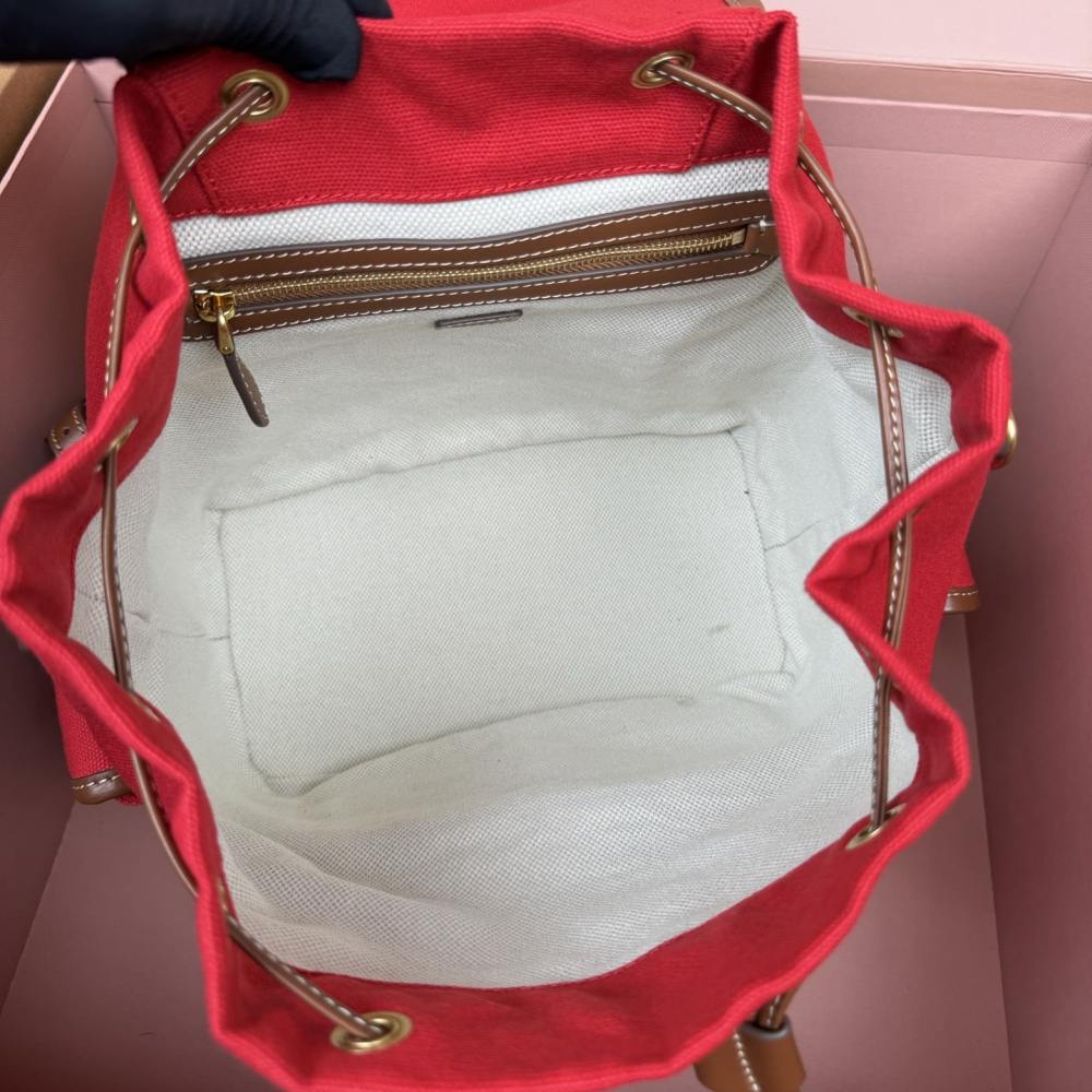 高仿miumiu*5BZ042棉質雙肩包紅色大號免檢版