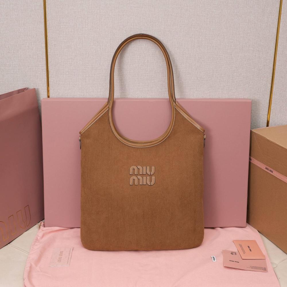 高仿miumiu繆繆*IVY系列5BG231限定款Tote包肉桂棕免檢版